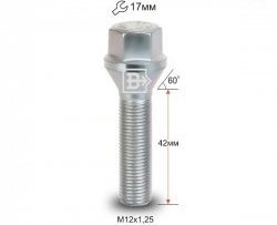 Колёсный болт длиной 42 мм Вектор M12 1.25 42 под гаечный ключ Dong Feng 580 1 рестайлинг (2018-2025) 