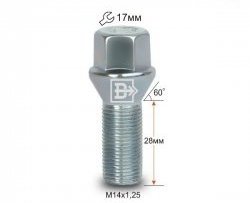 112 р. Колёсный болт длиной 28 мм Вектор M14 1.25 28 под гаечный ключ  Audi A4 B9, BMW A4 (B9), Ford Galaxy 2, Mini Galaxy (2), Toyota Supra (A90)  с доставкой в г. Нижний Новгород. Увеличить фотографию 1