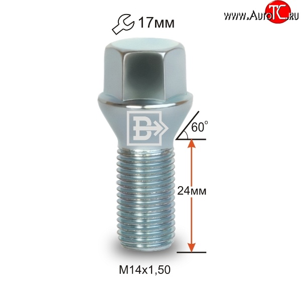 83 р. Колёсный болт длиной 24 мм Вектор M14 1.5 24 под гаечный ключ Audi A4 B5 8D5 универсал 2-ой рестайлинг (1999-2001)