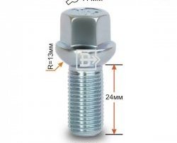 Колёсный болт длиной 24 мм Вектор (облегчённый) M14 1.5 24 под гаечный ключ Audi A4 B6 седан (2000-2006) 