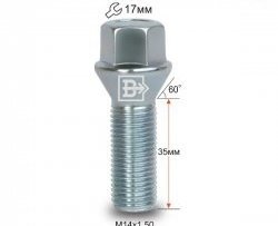 119 р. Колёсный болт длиной 35 мм Вектор M14 1.5 35 под гаечный ключ CITROEN Jumper 250 (2006-2014). Увеличить фотографию 1