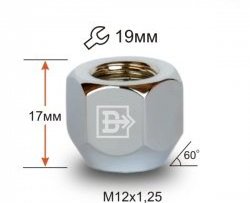 Колёсная гайка Вектор M12 1.25 Лада Гранта FL 2190 седан рестайлинг (2018-2025) 