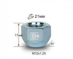 36 р. Колёсная гайка Вектор M12 1.25 ВИС 2347 бортовой (2004-2012). Увеличить фотографию 1