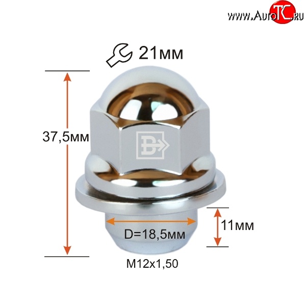 144 р. Колёсная гайка Вектор M12 1.5    с доставкой в г. Нижний Новгород