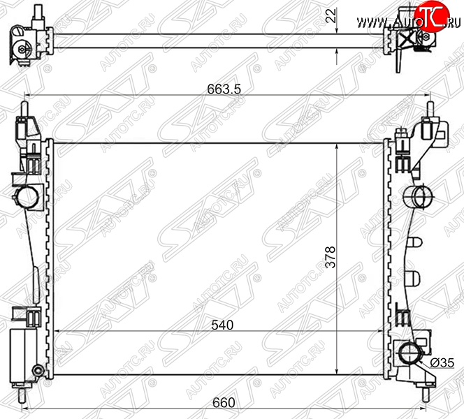 5 799 р. Радиатор двигателя SAT (пластинчатый, 1.0/1.2/1.4/1.6, МКПП/АКПП) Opel Corsa D   дорестайлинг, хэтчбэк 5 дв. (2006-2010)  с доставкой в г. Нижний Новгород