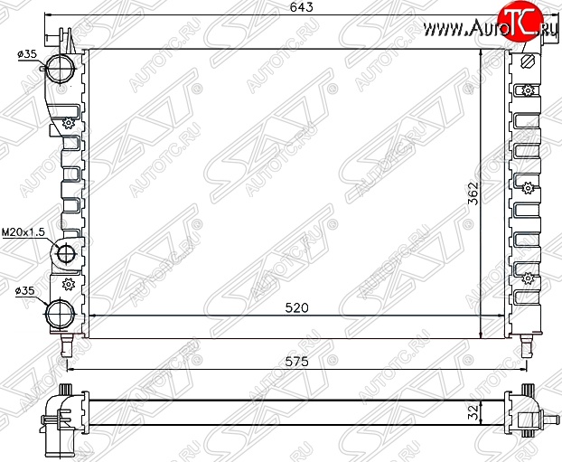 6 299 р. Радиатор двигателя SAT (пластинчатый, МКПП) Fiat Siena (1996-2016)  с доставкой в г. Нижний Новгород