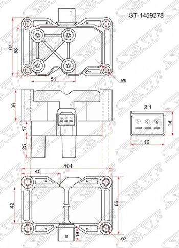 1 599 р. Катушка зажигания SAT (модуль, 1,4/1,6) Ford Fiesta 6 хэтчбэк 3 дв. дорестайлинг (2008-2013)  с доставкой в г. Нижний Новгород. Увеличить фотографию 1