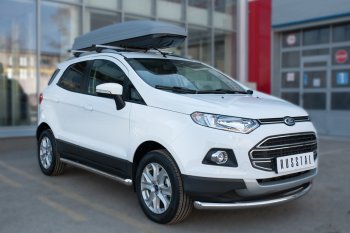 12 849 р. Защита порогов (труба D63 мм) Russtal  Ford EcoSport (2013-2019) дорестайлинг (Защита порогов с заглушками на торцах (вариант 2))  с доставкой в г. Нижний Новгород. Увеличить фотографию 3