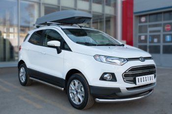 9 999 р. Защита порогов (труба D63 мм) SLITKOFF Ford EcoSport дорестайлинг (2013-2019) (Защита порогов с закругленными торцами (вариант 3))  с доставкой в г. Нижний Новгород. Увеличить фотографию 3