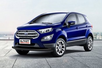 12 649 р. Защита заднего бампера Slitkoff (d57 мм)  Ford EcoSport  B515 (2017-2019) рестайлинг (Нержавейка, Полированная)  с доставкой в г. Нижний Новгород. Увеличить фотографию 2