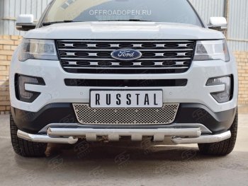 3 689 р. Решетка радиатора Russtal лист Ford Explorer U502 2-ой рестайлинг, 5 дв. (2017-2019) (Неокрашенная)  с доставкой в г. Нижний Новгород. Увеличить фотографию 2