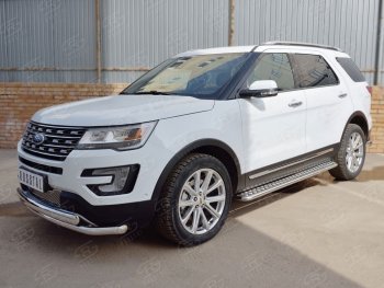 22 949 р. Защита переднего бампера (2 трубыØ63 и 75х42 мм, нержавейка) Russtal Ford Explorer U502 1-ый рестайлинг, 5 дв. (2015-2018)  с доставкой в г. Нижний Новгород. Увеличить фотографию 3