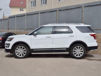 15 799 р. Защита порогов из круглой трубы d63 мм SLITKOFF v3 Ford Explorer U502 2-ой рестайлинг, 5 дв. (2017-2019)  с доставкой в г. Нижний Новгород. Увеличить фотографию 2