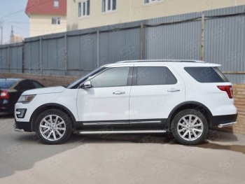 20 499 р. Широкая защита порогов с трубой d42 мм SLITKOFF v2  Ford Explorer  U502 (2015-2019) 1-ый рестайлинг, 5 дв., 2-ой рестайлинг, 5 дв.  с доставкой в г. Нижний Новгород. Увеличить фотографию 3