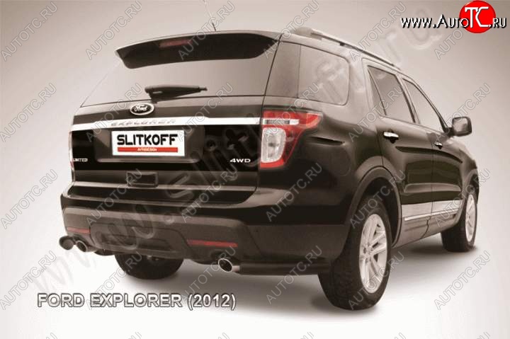 9 849 р. Защита заднего бампера из уголков d76 Slitkoff Ford Explorer U502 дорестайлинг (2010-2016) (Цвет: серебристый)  с доставкой в г. Нижний Новгород