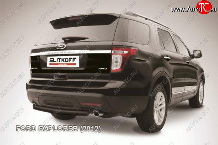 9 849 р. Защита заднего бампера d76 Slitkoff Ford Explorer U502 дорестайлинг (2010-2016) (Цвет: серебристый)  с доставкой в г. Нижний Новгород