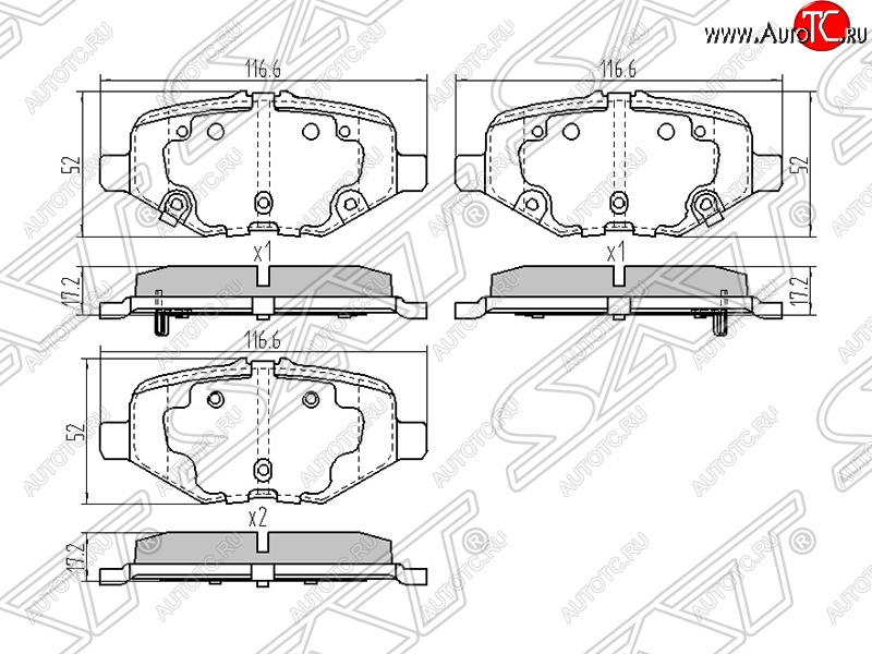 1 149 р. Колодки тормозные SAT (задние)  Ford Explorer  U502 (2010-2016) дорестайлинг  с доставкой в г. Нижний Новгород