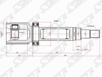 5 249 р. Шрус SAT (внутренний/правый)  Ford Fiesta  5 - Fusion  1  с доставкой в г. Нижний Новгород. Увеличить фотографию 1