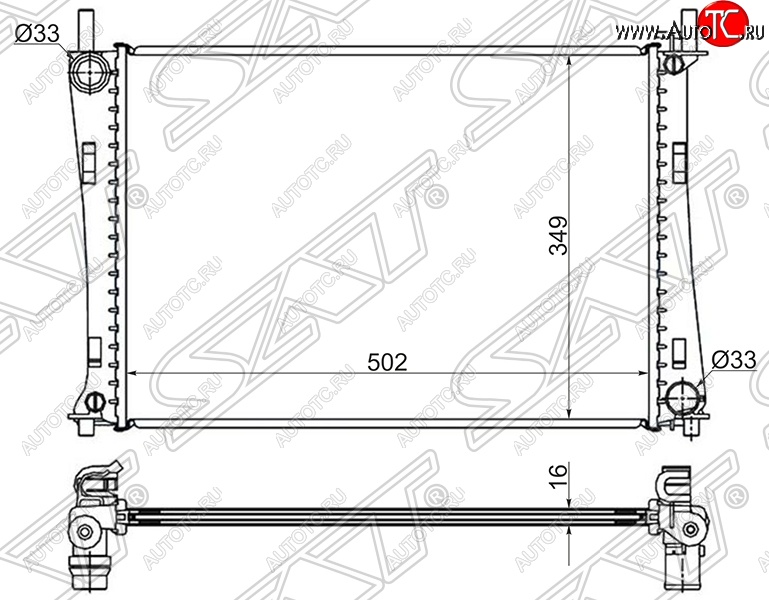 3 099 р. Радиатор двигателя SAT (трубчатый, 1.25/1.3/1.4/1.6, МКПП/АКПП)  Ford Fiesta  5 (2001-2008), Ford Fusion  1 (2002-2012), Mazda 2/Demio  DY (2002-2007)  с доставкой в г. Нижний Новгород