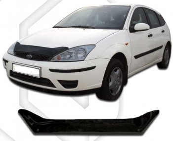 1 839 р. Дефлектор капота CA-Plastic Ford Focus 1 седан дорестайлинг (1998-2002) (Classic черный, Без надписи)  с доставкой в г. Нижний Новгород. Увеличить фотографию 1