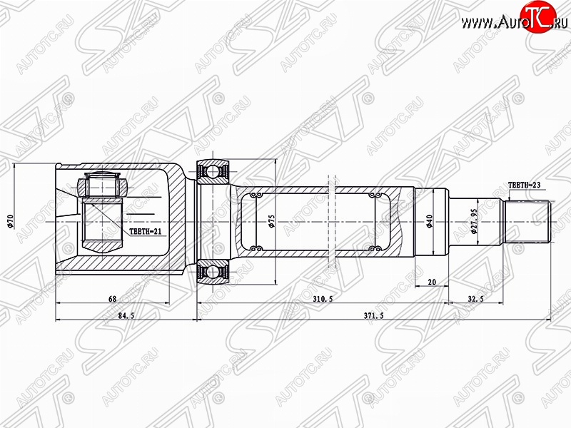 4 899 р. Шрус SAT (внутренний, 21*23*40 мм)  Ford Fusion  1 (2002-2012) хэтчбэк дорестайлинг,  рестайлинг, хэтчбэк  с доставкой в г. Нижний Новгород