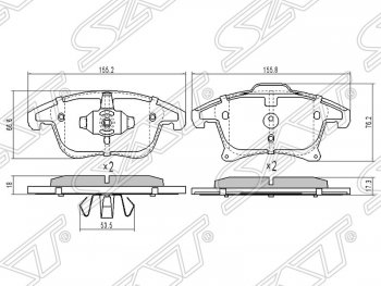 Колодки тормозные SAT (передние) Ford (Форд) Mondeo (Мондео) ( MK5 CD391,  MK5,CD391) (2014-2024) MK5 CD391, MK5,CD391 дорестайлинг седан, дорестайлинг универсал, рестайлинг универсал, рестайлинг, седан