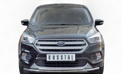 Защита переднего бампера (2 трубыØ42 мм, нержавейка) SLITKOFF Ford (Форд) Kuga (Куга)  2 (2016-2019) 2 рестайлинг