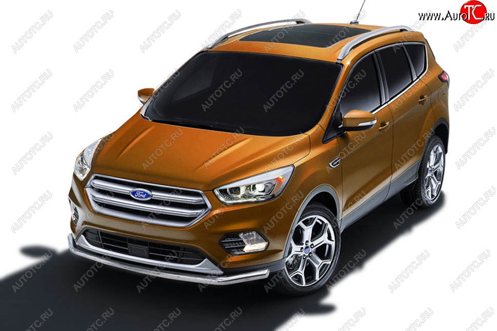 9 999 р. Защита заднего бампера Slitkoff (d57)  Ford Kuga  2 (2016-2019) рестайлинг (Нержавейка, Полированная)  с доставкой в г. Нижний Новгород