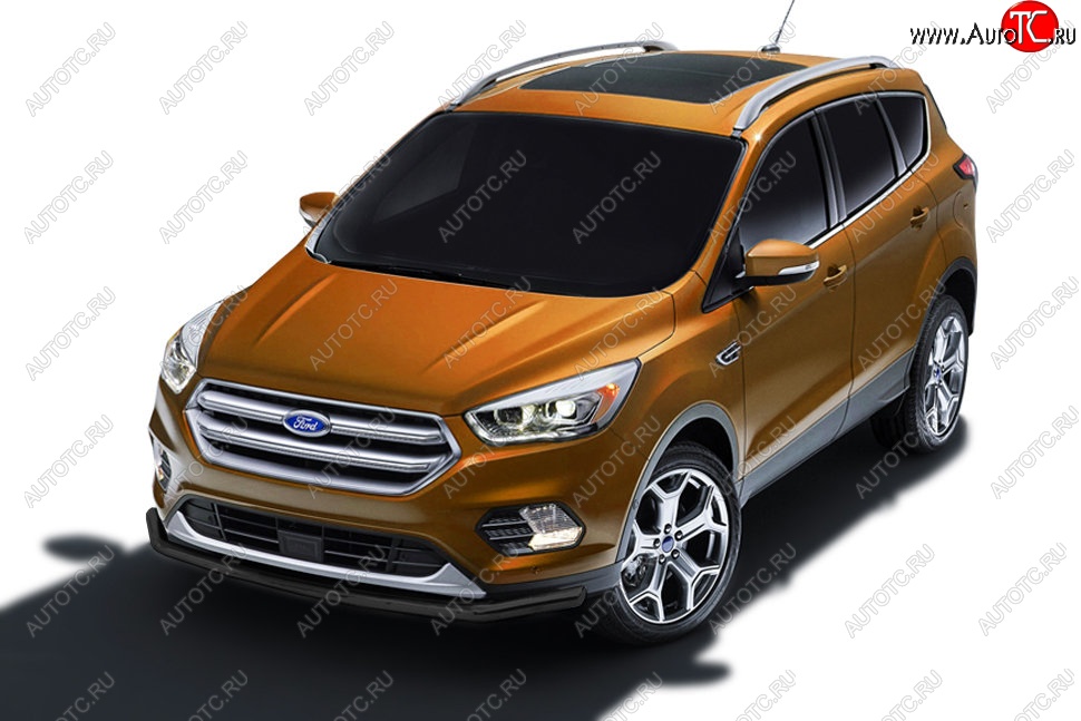 6 899 р. Защита заднего бампера Slitkoff (d57)  Ford Kuga  2 (2016-2019) рестайлинг (Сталь с полимерным покрытием. Цвет: чёрный)  с доставкой в г. Нижний Новгород