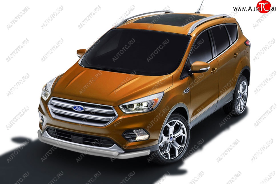 7 249 р. Защита заднего бампера Slitkoff (двойная, d57/42)  Ford Kuga  2 (2016-2019) рестайлинг (Сталь с полимерным покрытием. Цвет: серебристый)  с доставкой в г. Нижний Новгород