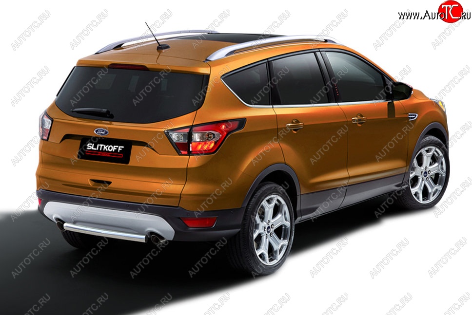 6 499 р. Защита заднего бампера Slitkoff (d57, короткая)  Ford Kuga  2 (2016-2019) рестайлинг (Нержавейка, Без окраски)  с доставкой в г. Нижний Новгород