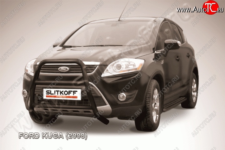 15 999 р. Кенгурятник d57 Slitkoff (высокий, с перемычками)  Ford Kuga  1 (2008-2013) (Цвет: серебристый)  с доставкой в г. Нижний Новгород