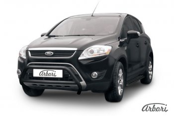 11 789 р. Защита переднего бампера Arbori (низкая, черная, d57 mm) Ford Kuga 1 (2008-2013)  с доставкой в г. Нижний Новгород. Увеличить фотографию 1