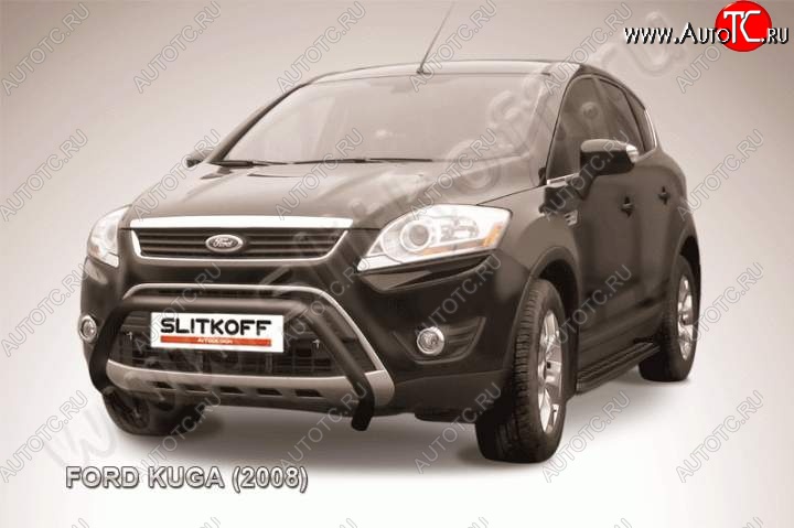 13 949 р. Кенгурятник d57 Slitkoff (низкий)  Ford Kuga  1 (2008-2013) (Цвет: серебристый)  с доставкой в г. Нижний Новгород