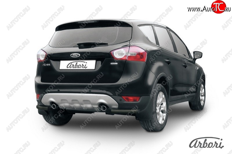 7 019 р. Защита заднего бампера Arbori (уголки, черная, 1 труба d57 mm). Ford Kuga 1 (2008-2013)  с доставкой в г. Нижний Новгород