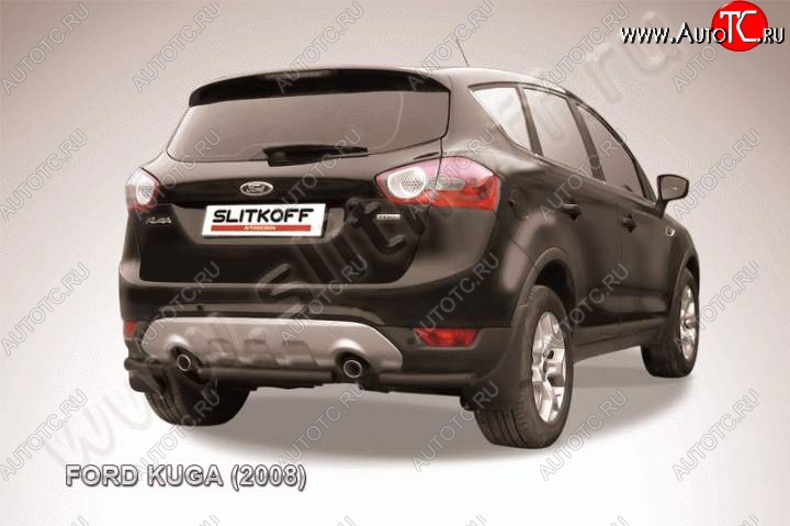 3 899 р. Защита заднего бампера d57 Slitkoff (d57, черная, короткая) Ford Kuga 1 (2008-2013) (Цвет: серебристый)  с доставкой в г. Нижний Новгород