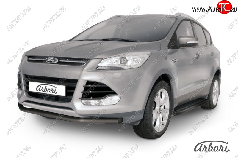 7 019 р. Защита переднего бампера Arbori (черная, 1 труба d57 mm). Ford Kuga 2 дорестайлинг (2013-2016)  с доставкой в г. Нижний Новгород