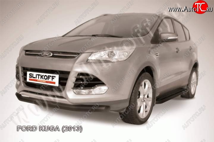 10 499 р. Защита переднего бампера Slitkoff (труба d76) Ford Kuga 2 дорестайлинг (2013-2016) (Цвет: серебристый)  с доставкой в г. Нижний Новгород