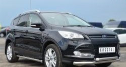 13 849 р. Защита порогов из круглой трубы диаметром 63 мм Russtal Ford Kuga 2 дорестайлинг (2013-2016) (Защита порогов с со скосами на торцах (вариант 1))  с доставкой в г. Нижний Новгород. Увеличить фотографию 2