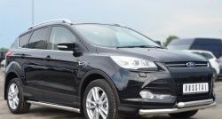 13 849 р. Защита порогов из круглой трубы диаметром 63 мм Russtal Ford Kuga 2 дорестайлинг (2013-2016) (Защита порогов с со скосами на торцах (вариант 1))  с доставкой в г. Нижний Новгород. Увеличить фотографию 12