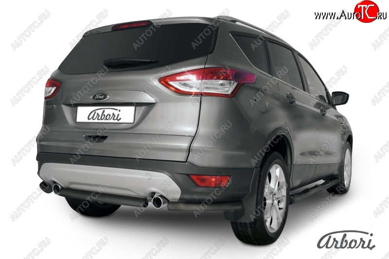 5 399 р. Защита заднего бампера Arbori (черная, 1 труба d57 mm). Ford Kuga 2 дорестайлинг (2013-2016)  с доставкой в г. Нижний Новгород