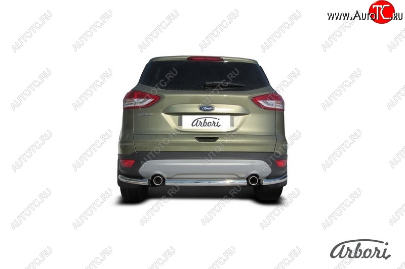 6 389 р. Защита заднего бампера Arbori (нержавейка, 1 труба d57 mm). Ford Kuga 2 дорестайлинг (2013-2016)  с доставкой в г. Нижний Новгород