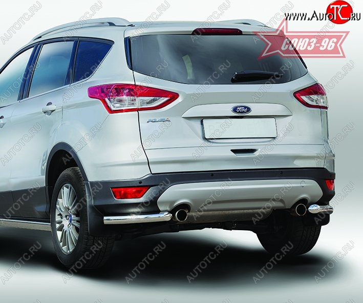 8 189 р. Защита заднего бампера из боковых уголков Souz-96 (d60) Ford Kuga 2 дорестайлинг (2013-2016)  с доставкой в г. Нижний Новгород