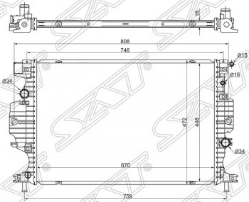 Радиатор двигателя SAT (пластинчатый, 1,5T/2,0T, МКПП/АКПП) Ford S-Max CJ (2014-2019)