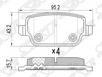 Колодки тормозные SAT (задние) Ford (Форд) Mondeo (Мондео) (2007-2014) Mk4,BD дорестайлинг, седан, Mk4,DG дорестайлинг, универсал, Mk4,BD рестайлинг, седан, Mk4,DG рестайлинг, универсал