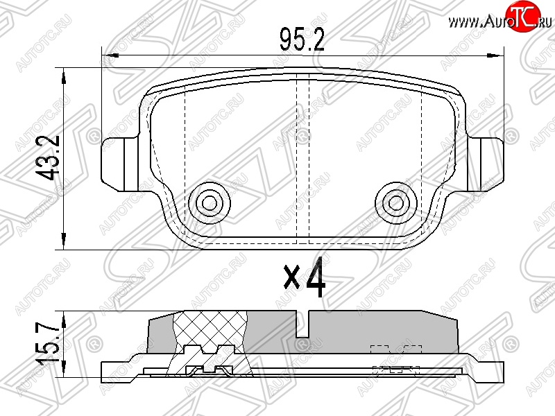 729 р. Колодки тормозные SAT (задние)  Ford Mondeo (2007-2014) Mk4,BD дорестайлинг, седан, Mk4,DG дорестайлинг, универсал, Mk4,BD рестайлинг, седан, Mk4,DG рестайлинг, универсал  с доставкой в г. Нижний Новгород