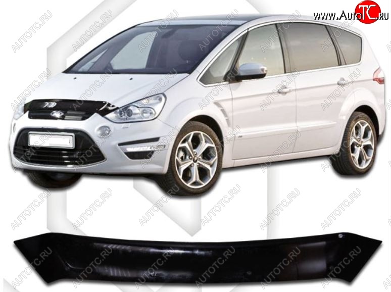 1 999 р. Дефлектор капота CA-Plastiс  Ford S-Max  1 (2010-2015) рестайлинг (Classic черный, Без надписи)  с доставкой в г. Нижний Новгород