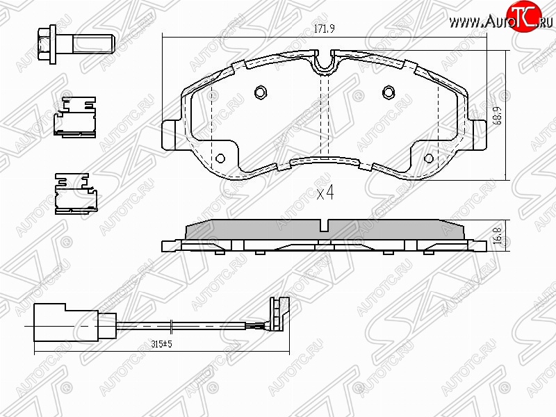 1 789 р. Колодки тормозные (передние) SAT Ford Transit цельнометаллический фургон (2014-2022)  с доставкой в г. Нижний Новгород