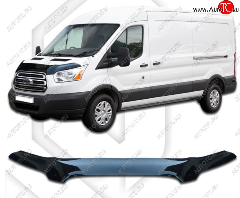 3 069 р. Дефлектор капота CA-Plastiс exclusive  Ford Transit (2014-2022) цельнометаллический фургон (Classic черный, Без надписи)  с доставкой в г. Нижний Новгород