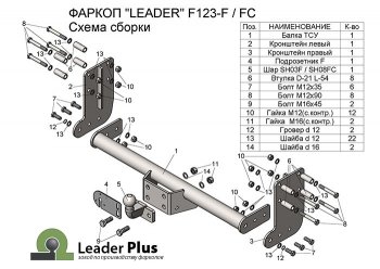 9 299 р. Фаркоп Лидер Плюс (шасси, 2000кг)  Ford Transit (2014-2022) цельнометаллический фургон (Без электропакета)  с доставкой в г. Нижний Новгород. Увеличить фотографию 4